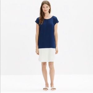 Madewell Blue and White Color Block Dress